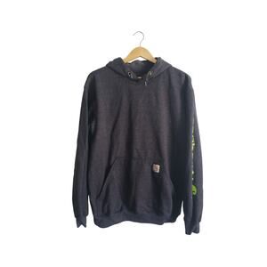 Carhartt Loose Fit Midweight Logo Sleeve Graphic Hoodie Gray Size Medium